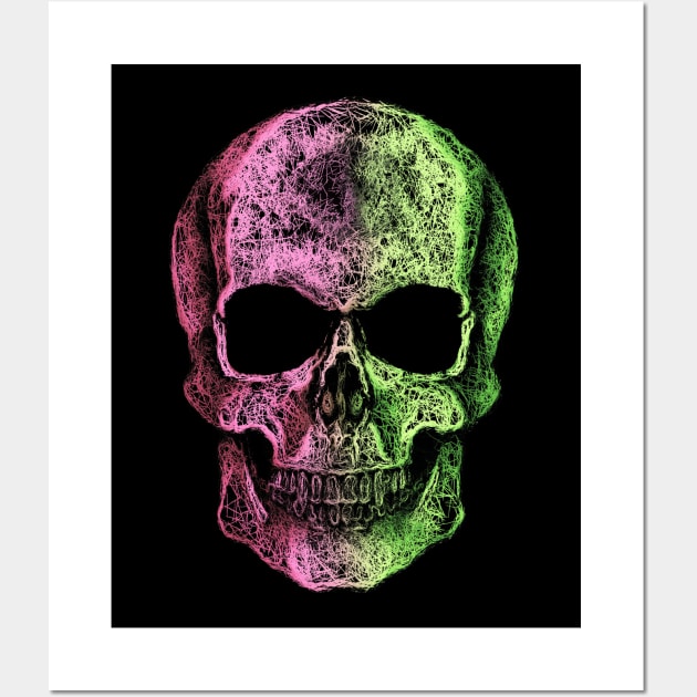 Cool skull,purple green skull mask face Wall Art by Collagedream